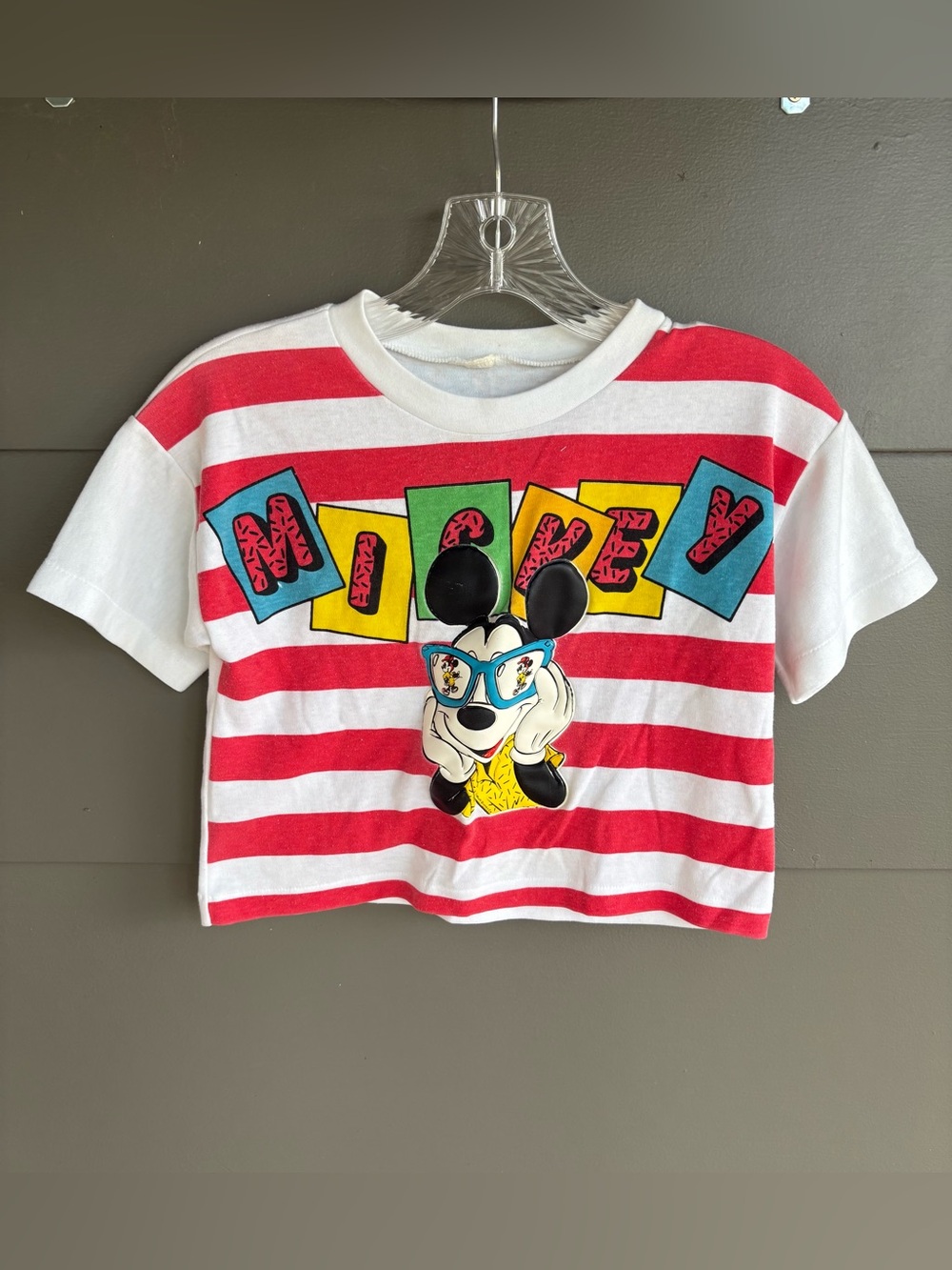 Vintage’s 1980’s 3D Mickey Mouse Striped Kid’s T-Shirt